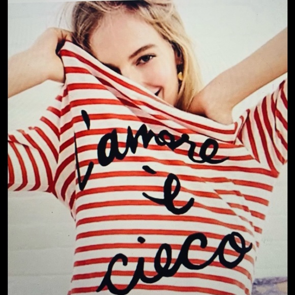 J Crew L’amore e Cieco Striped Boatneck Top